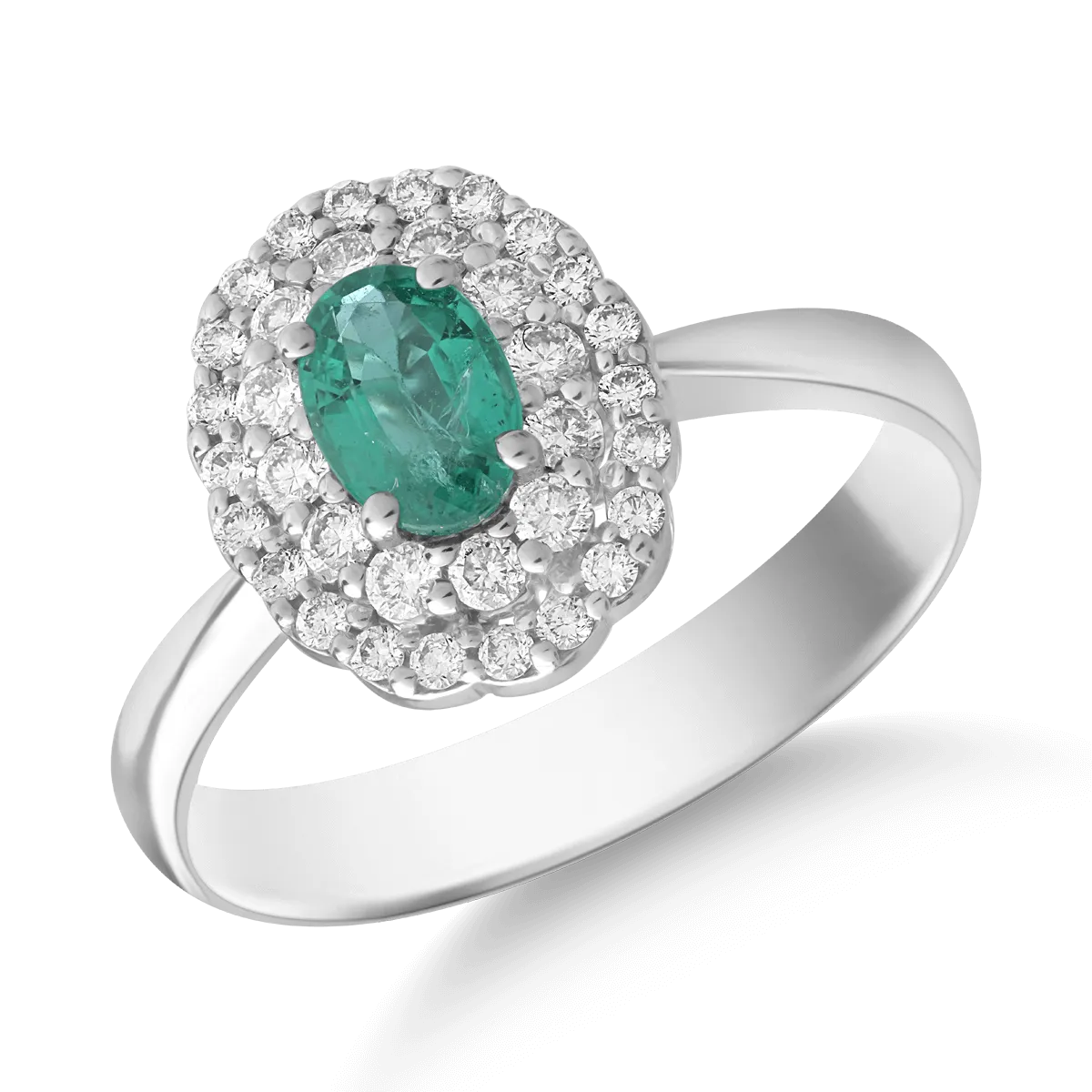 Teilor Inel din aur alb cu smarald oval de 0.4ct si diamante de 0.3ct