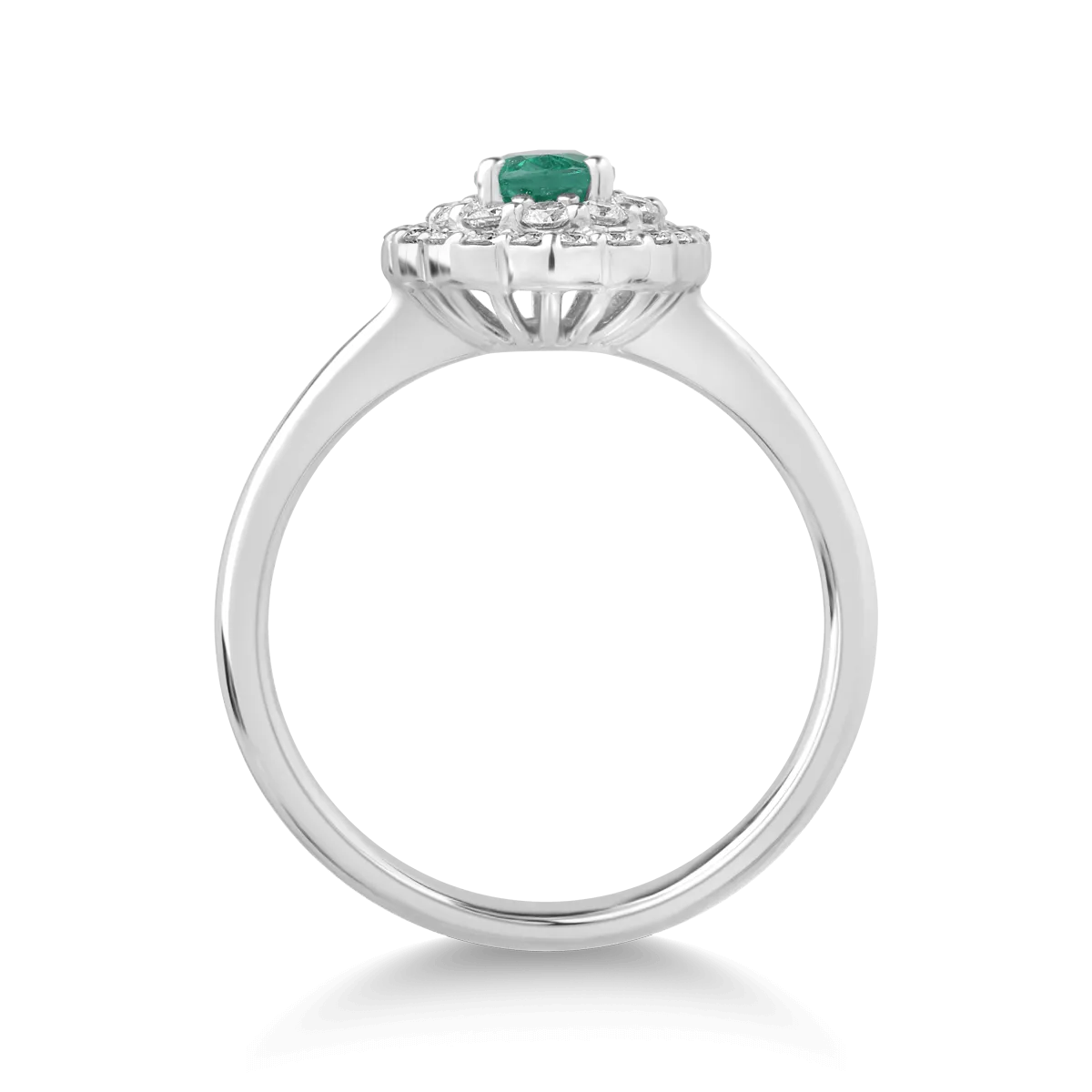 Inel din aur alb de 18K cu smarald de 0.4ct si diamante de 0.36ct