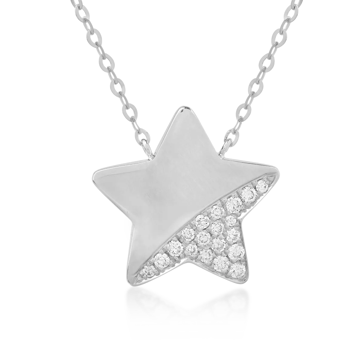 Lant cu pandantiv stea din aur alb cu lapis lazuli de 1.2ct si diamante de 0.079ct