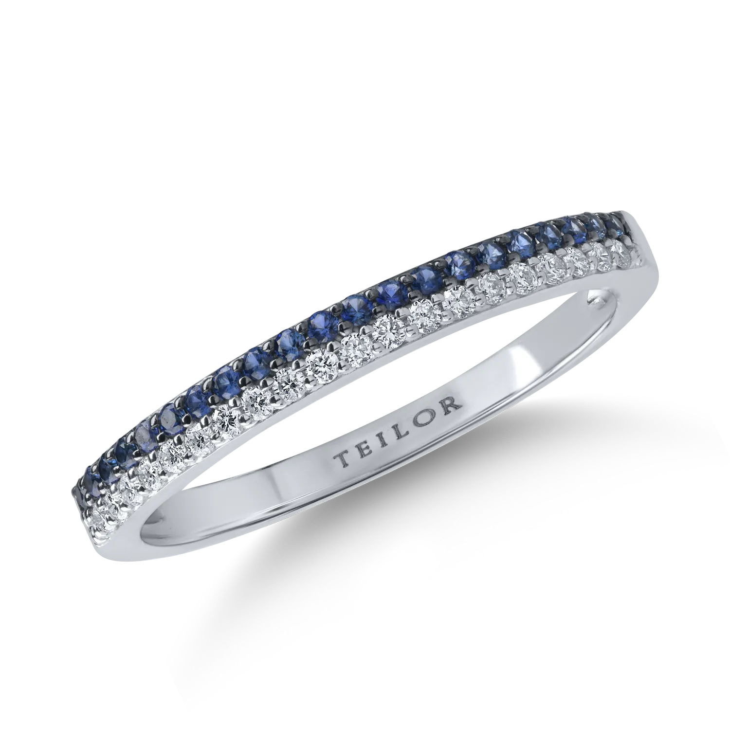 Half eternity ring in white gold with 0.12ct sapphires and 0.1ct diamonds