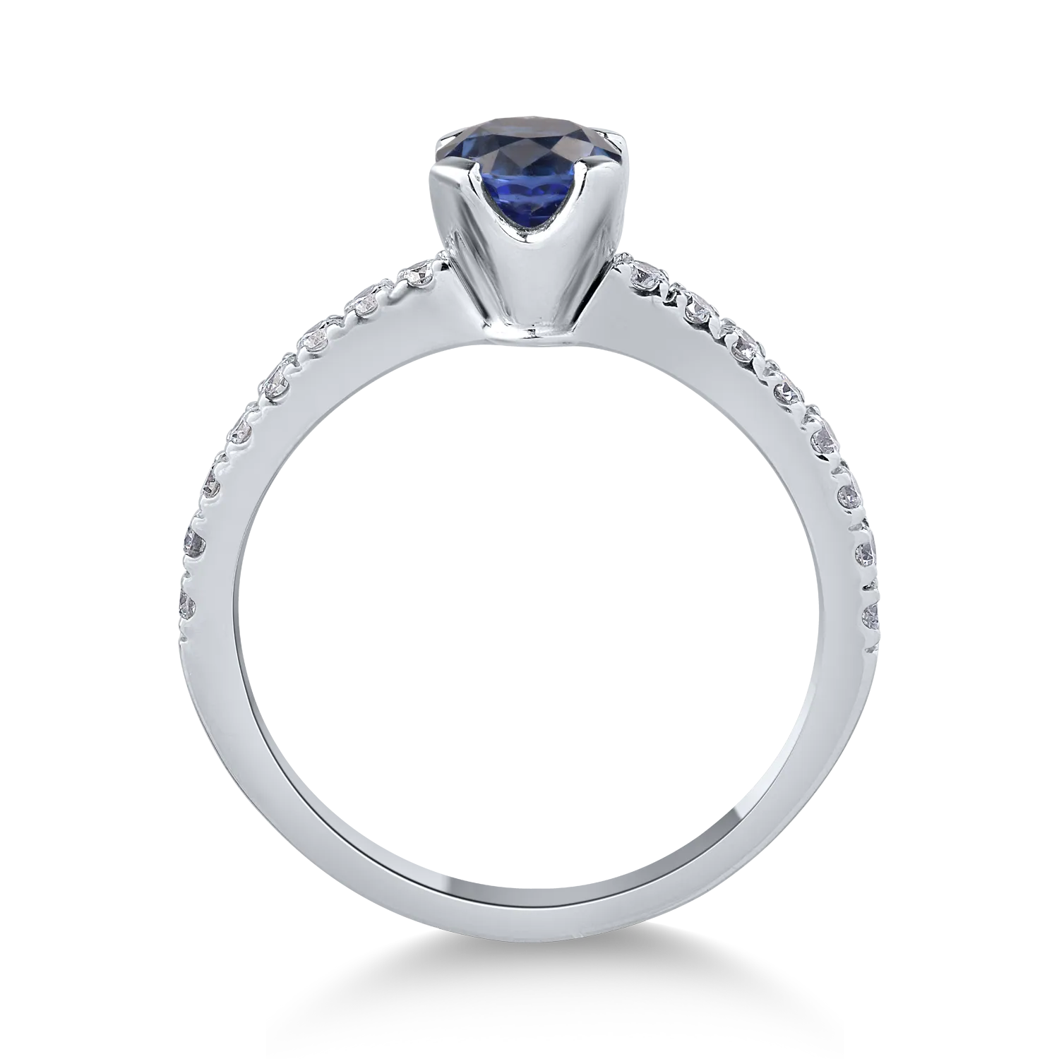 Пръстен от 18K бяло злато с 1.02ct сапфир и 0.29ct диаманти