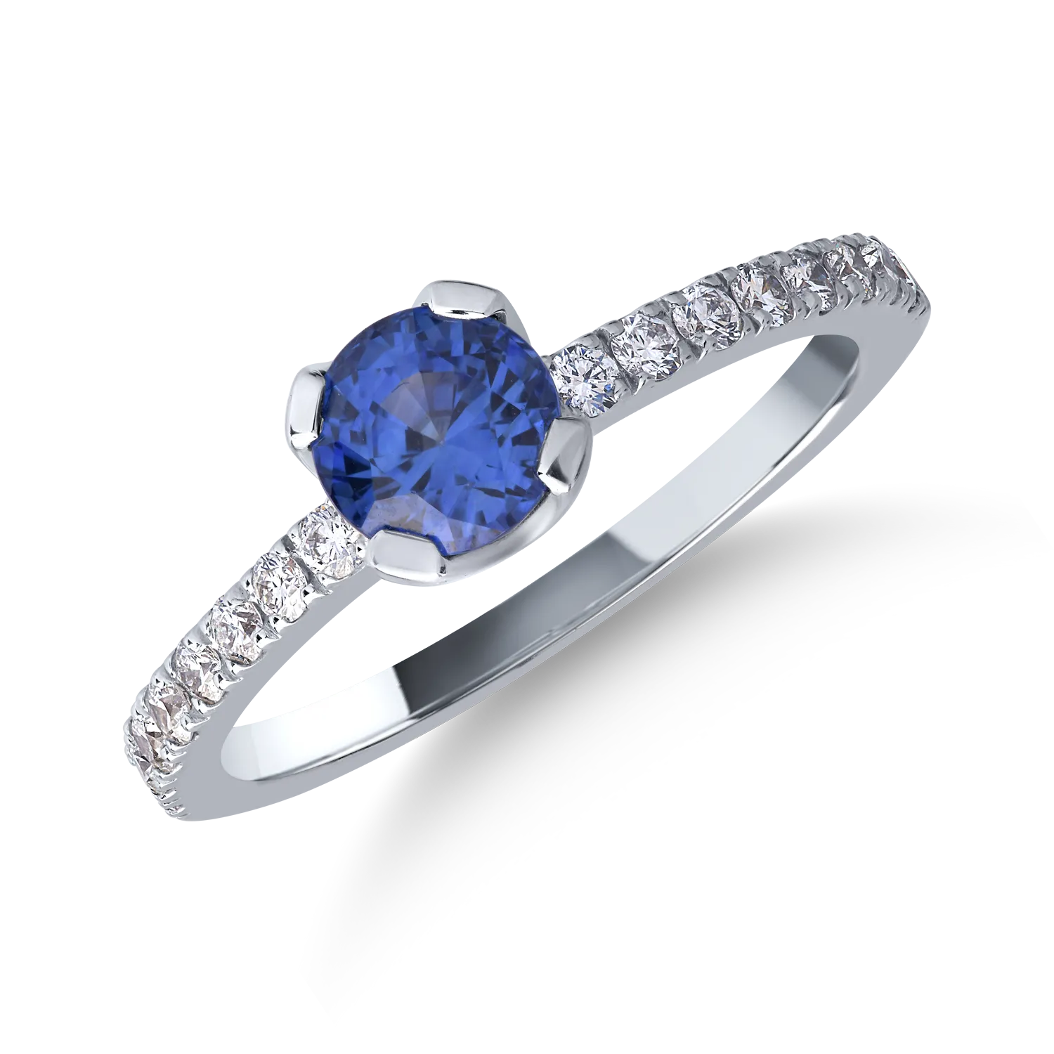 Inel din aur alb cu safir de 1.02ct si diamante de 0.29ct