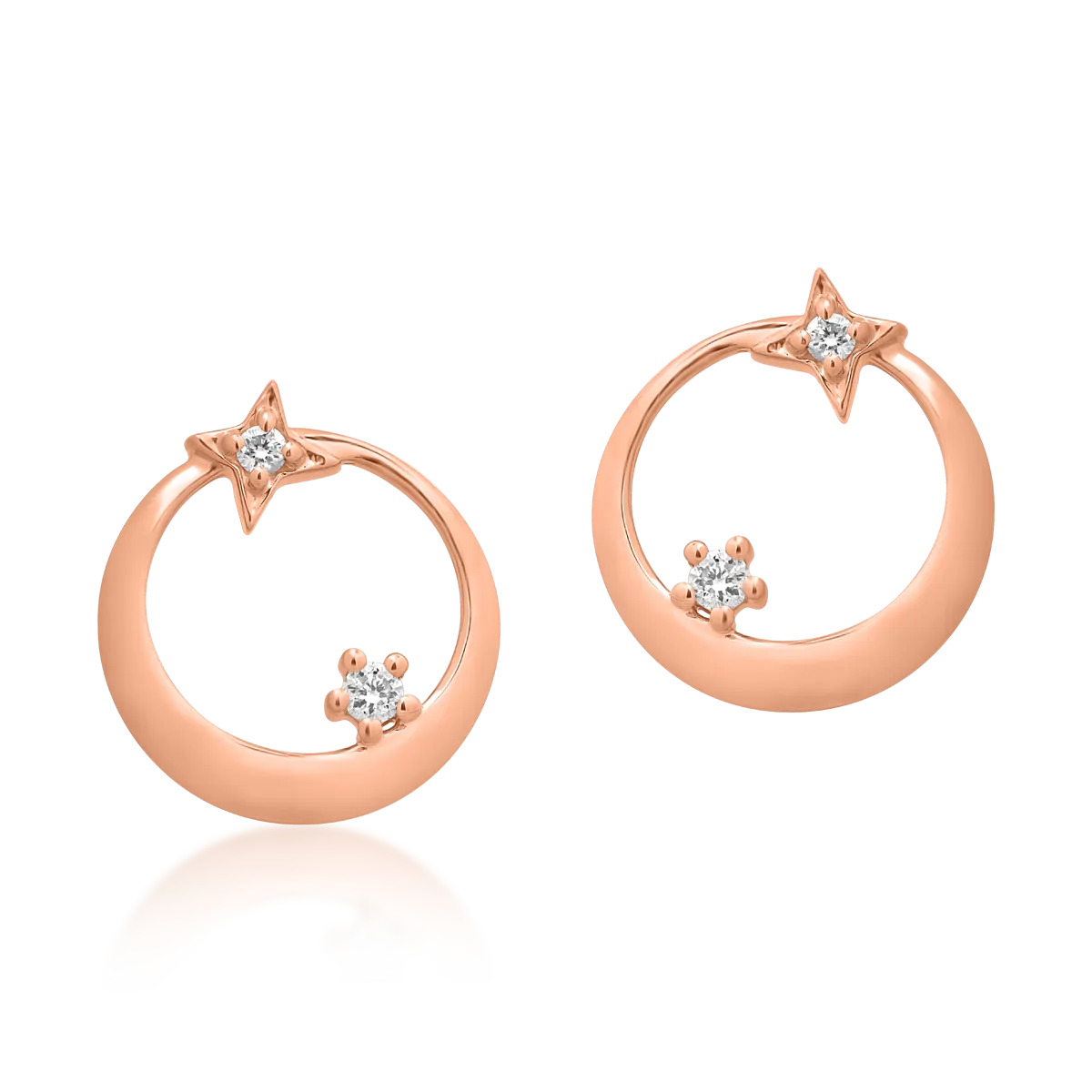 18K rose gold earrings with 0.034ct diamonds