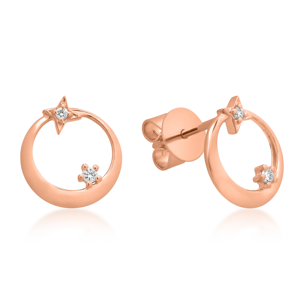 18K rose gold earrings with 0.034ct diamonds
