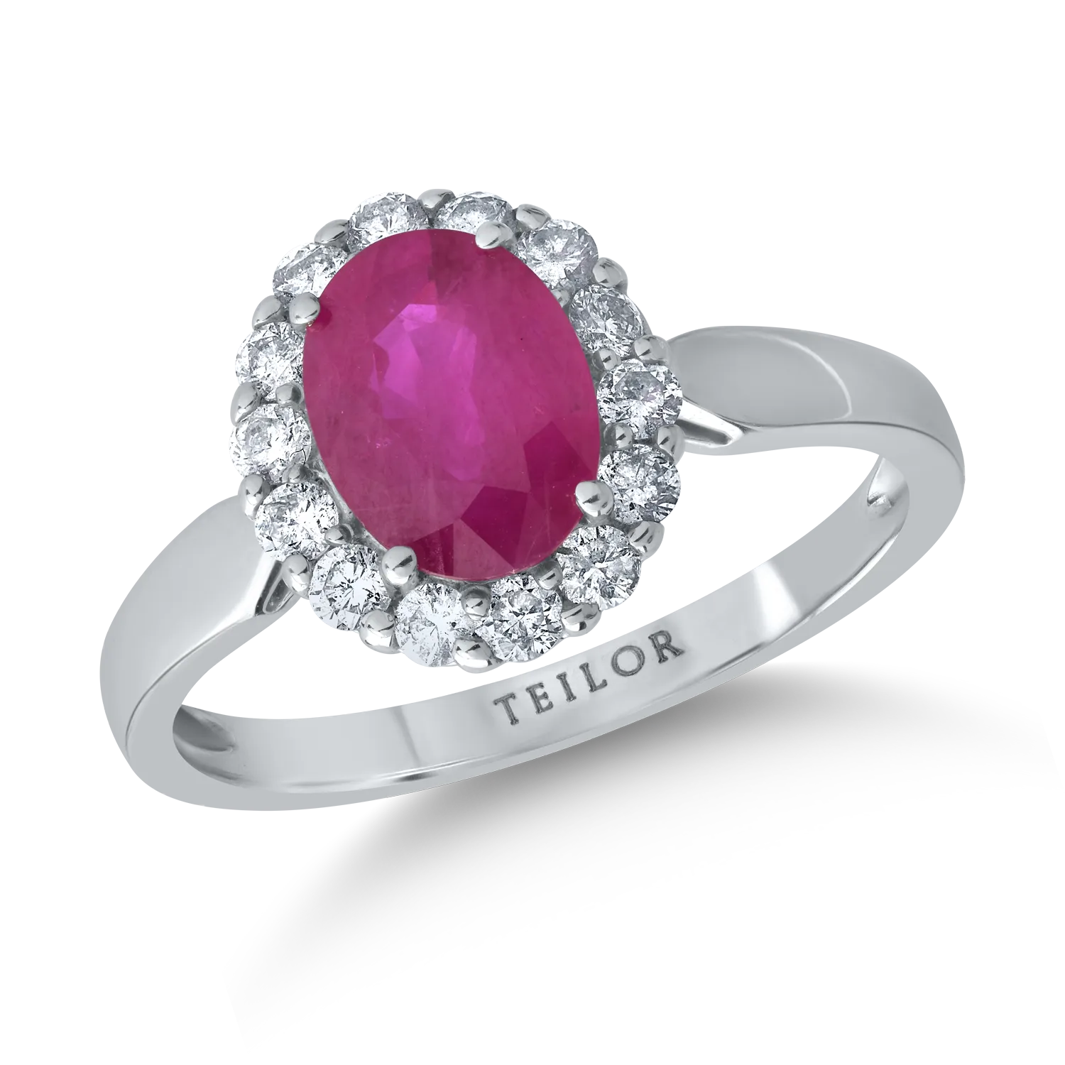 18K white gold ring with 1.68ct ruby ​​and 0.36ct diamonds