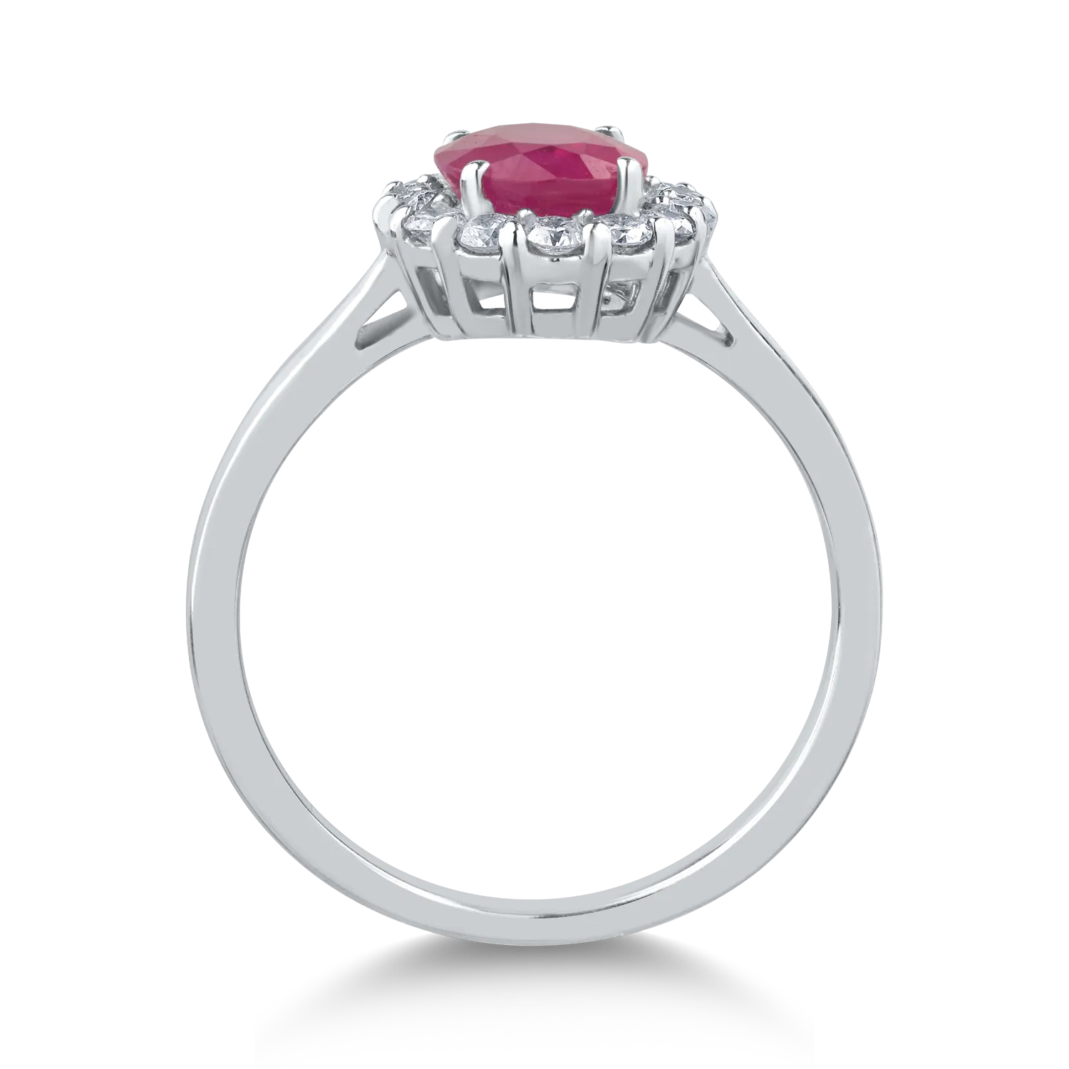 18K fehérarany gyűrű 1.68ct rubinnal és 0.36ct gyémántokkal