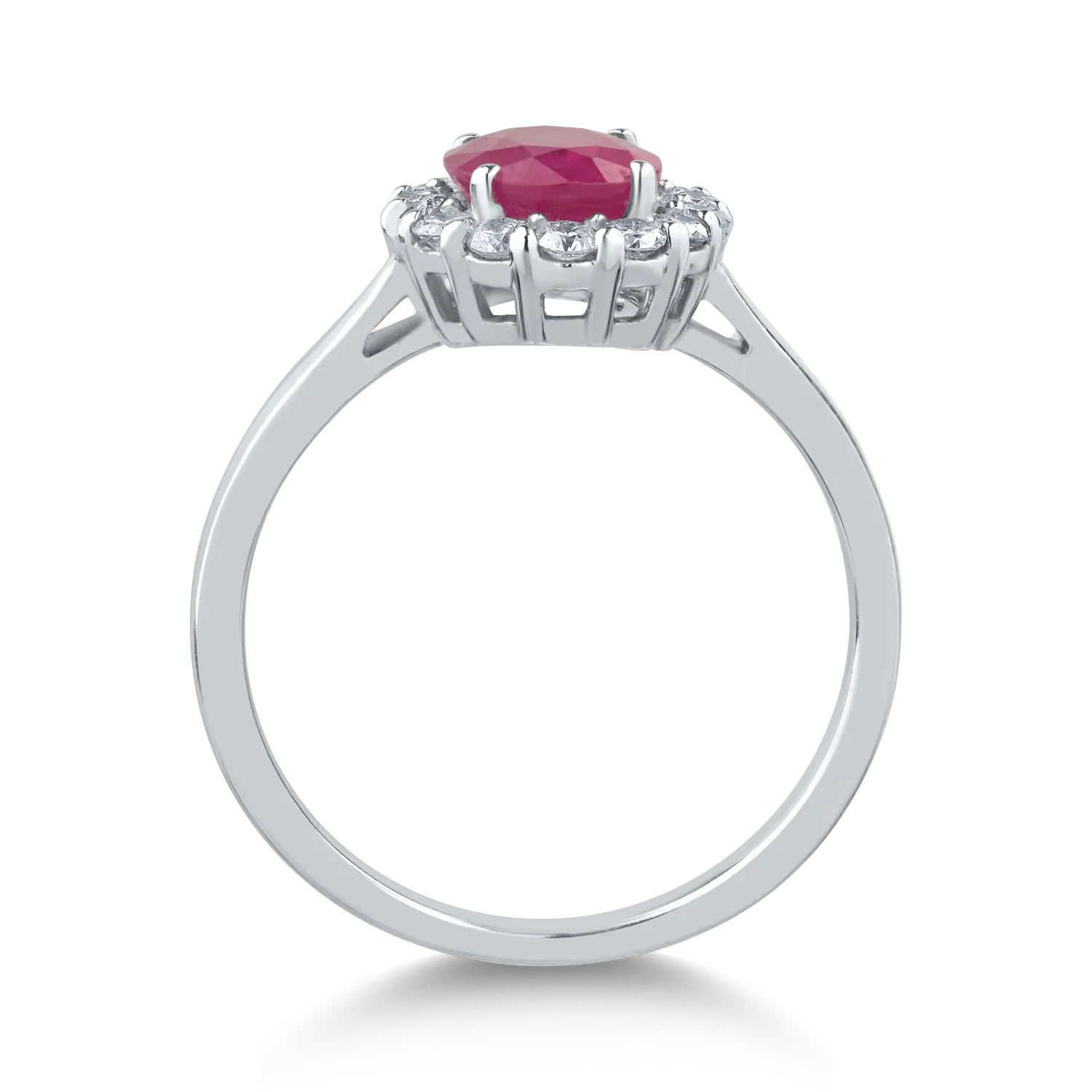 Пръстен от 18K бяло злато с 1.68ct рубин и 0.36ct диаманти