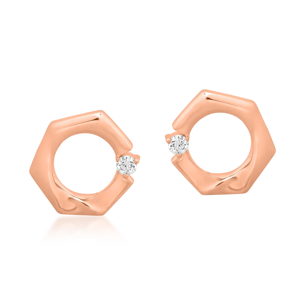 Teilor Cercei din aur roz cu diamante de 0.07ct