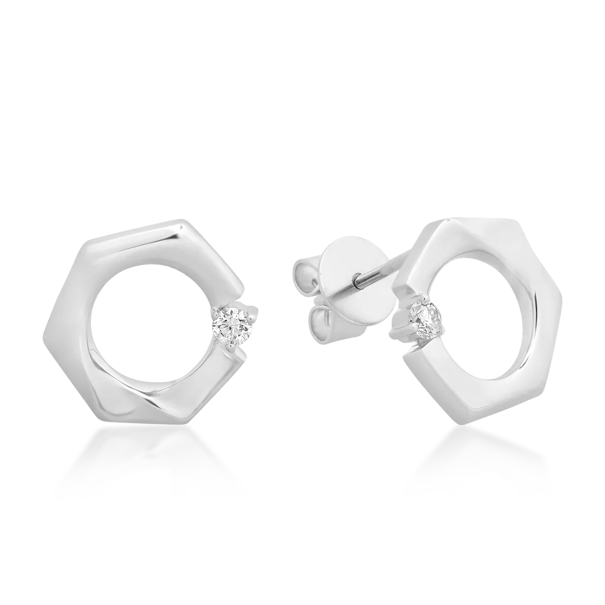 Cercei din aur alb cu diamant de 0.069ct