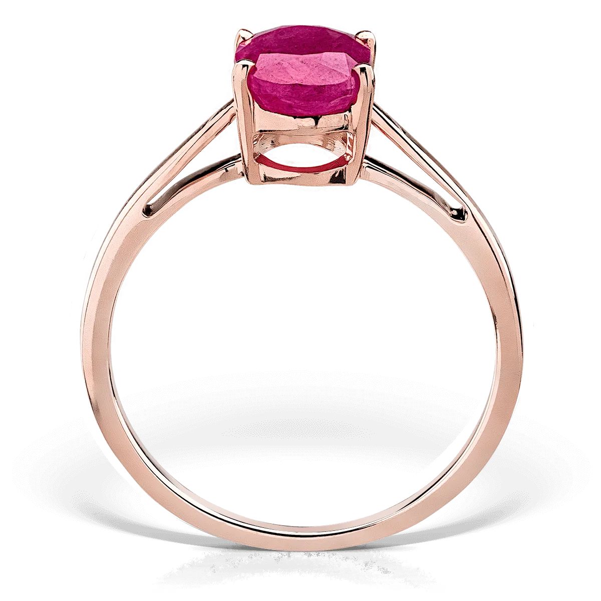 Gyűrű 14K-os rózsaszín aranyból 1.16ct rhodolittal