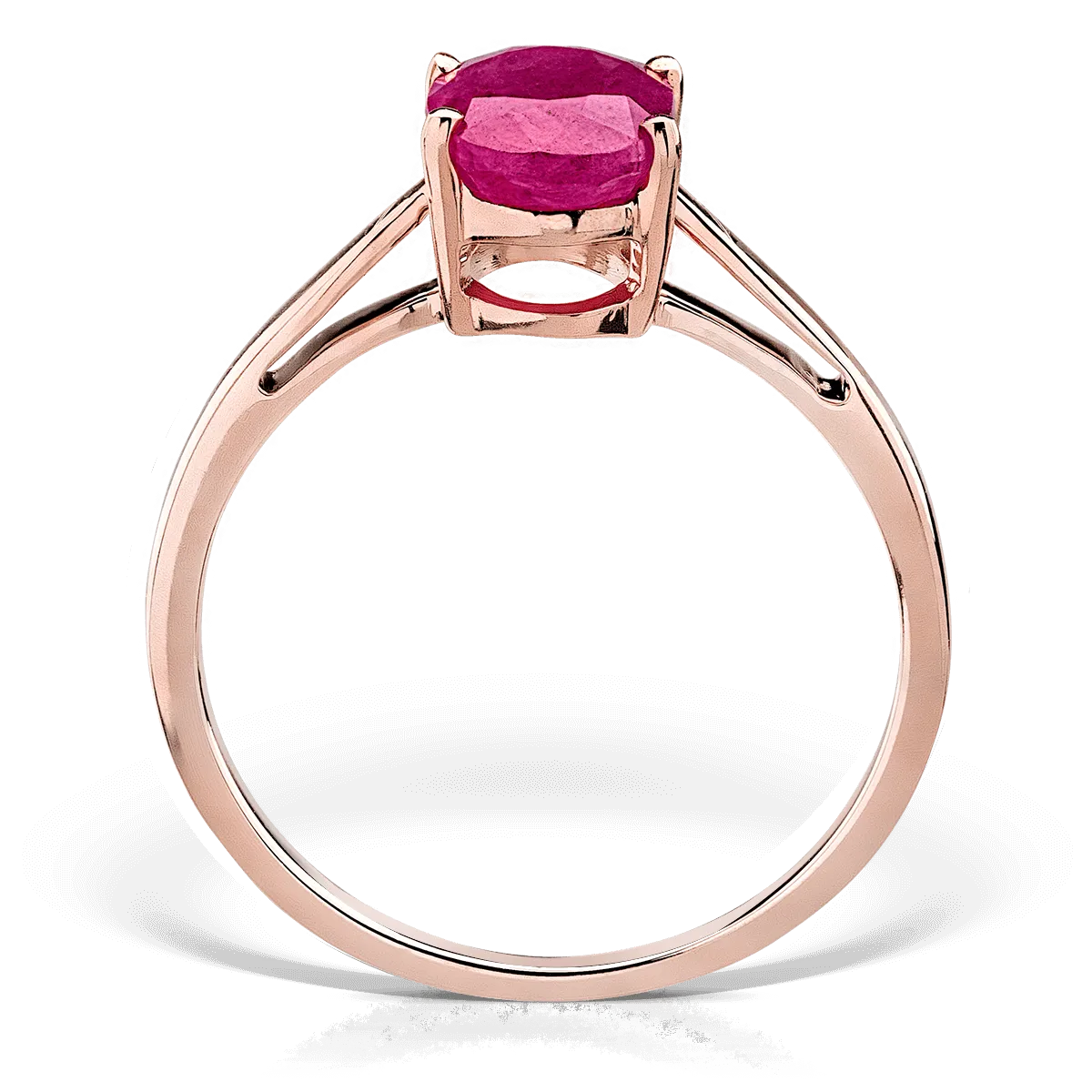 Inel din aur roz de 14K cu rodolit de 1.16ct
