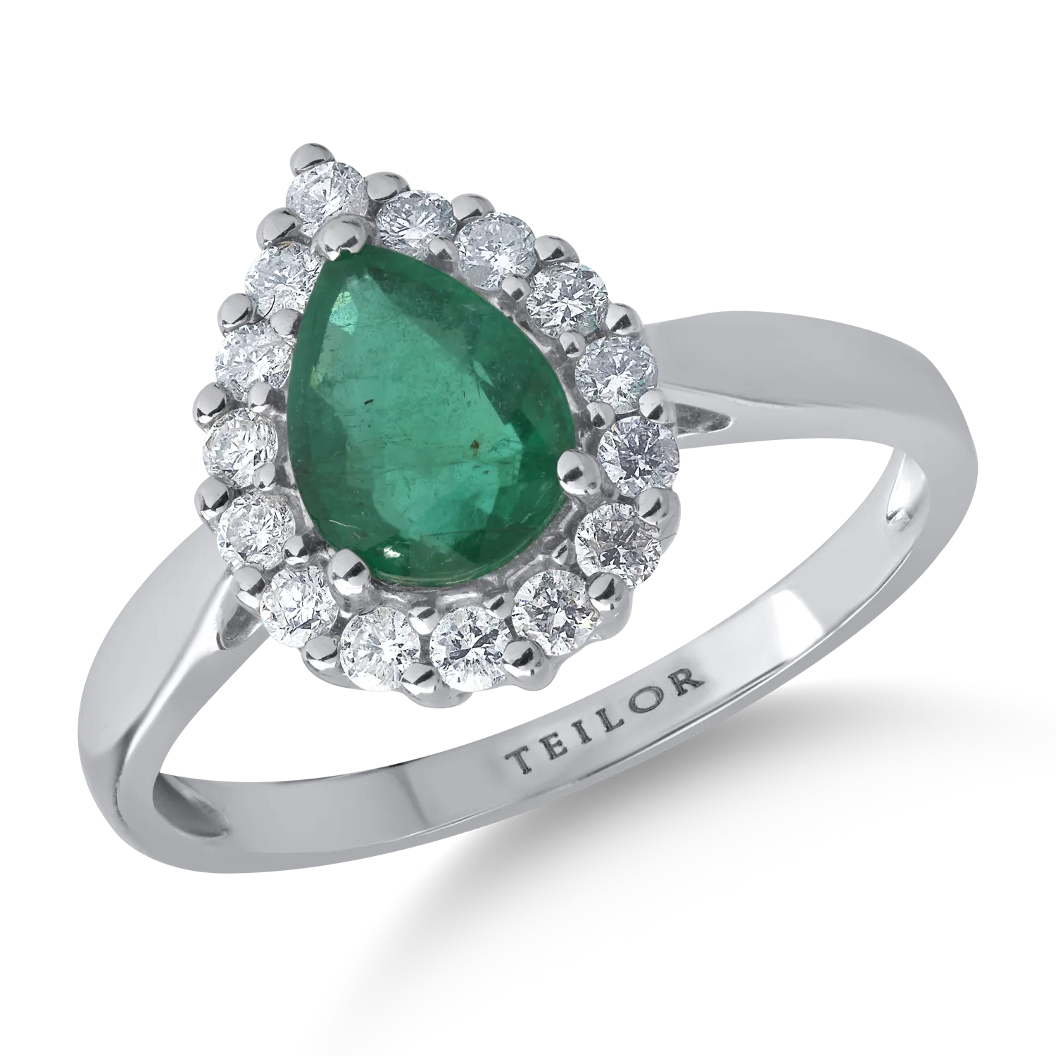 18K white gold ring with 0.91ct emerald and 0.31ct diamonds