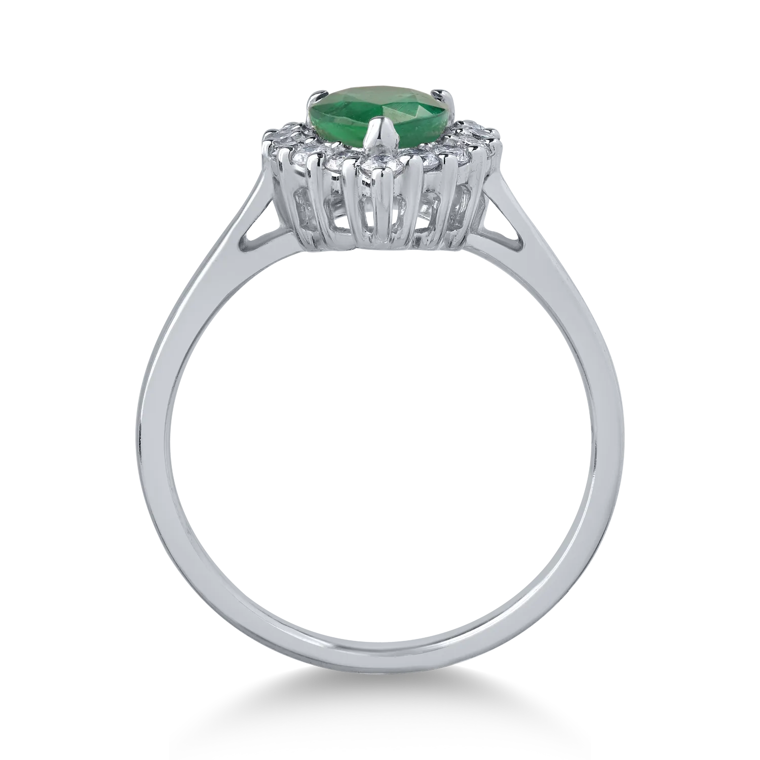 Inel din aur alb de 18K cu smarald de 0.91ct si diamante de 0.31ct