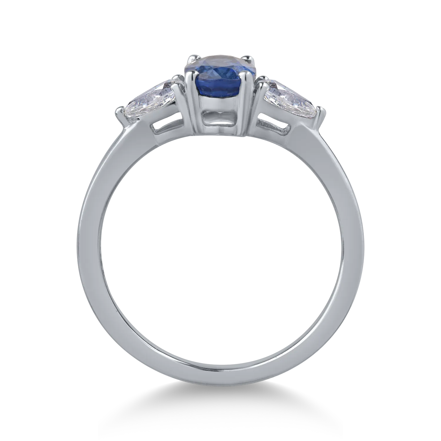 14K white gold ring with 1.26ct sapphire and 0.49ct diamonds
