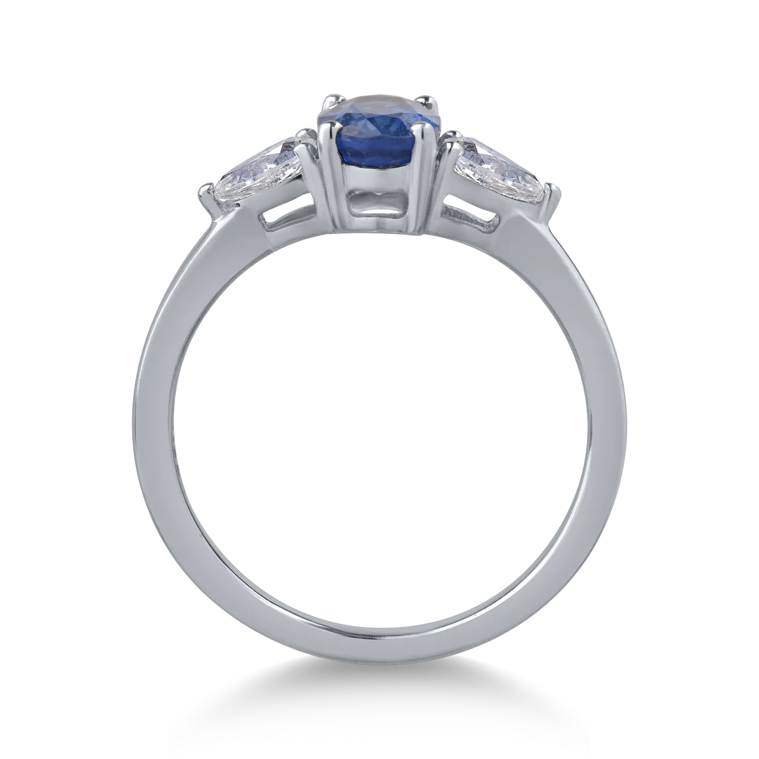 Inel din aur alb cu safir oval de 1.26ct si diamante de 0.49ct