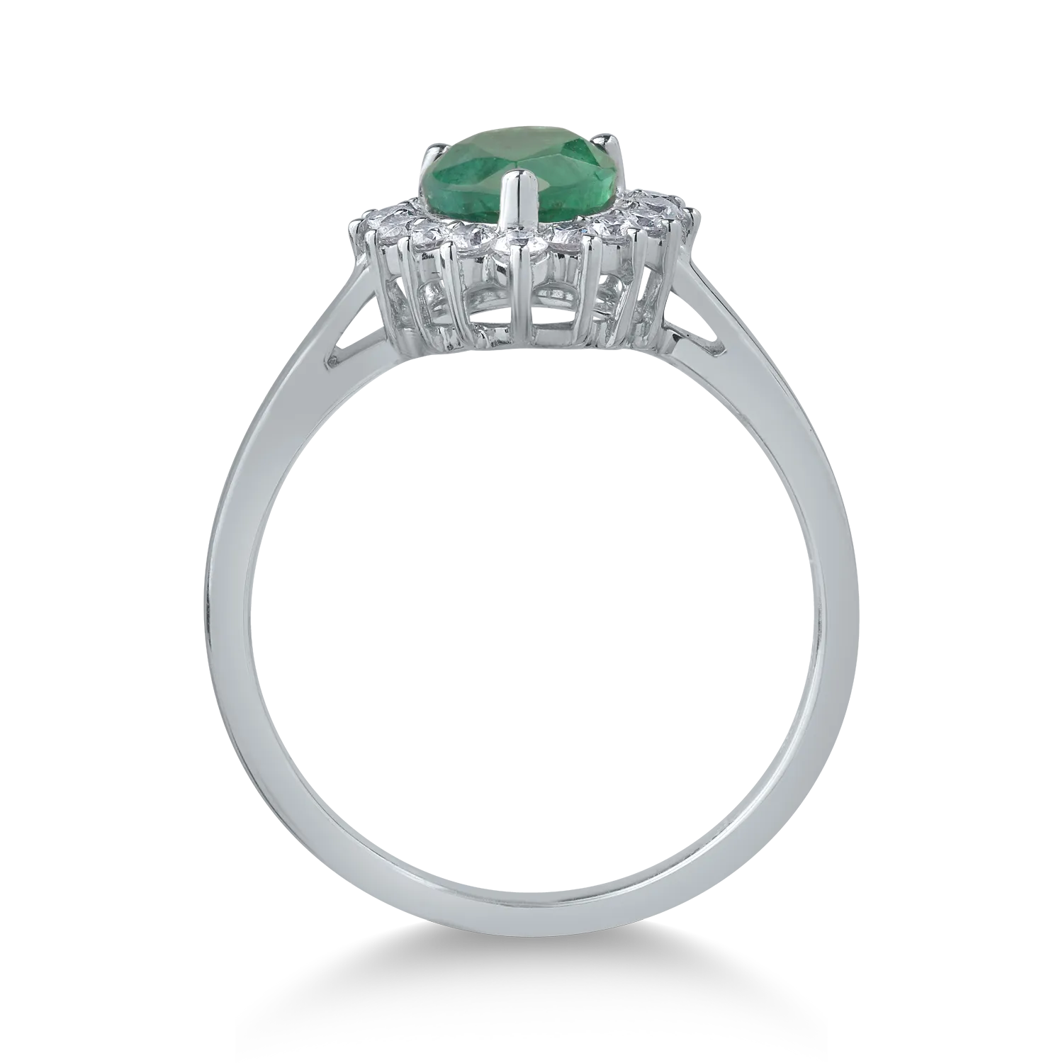 18K white gold ring with 1.07ct emerald and 0.29ct diamonds