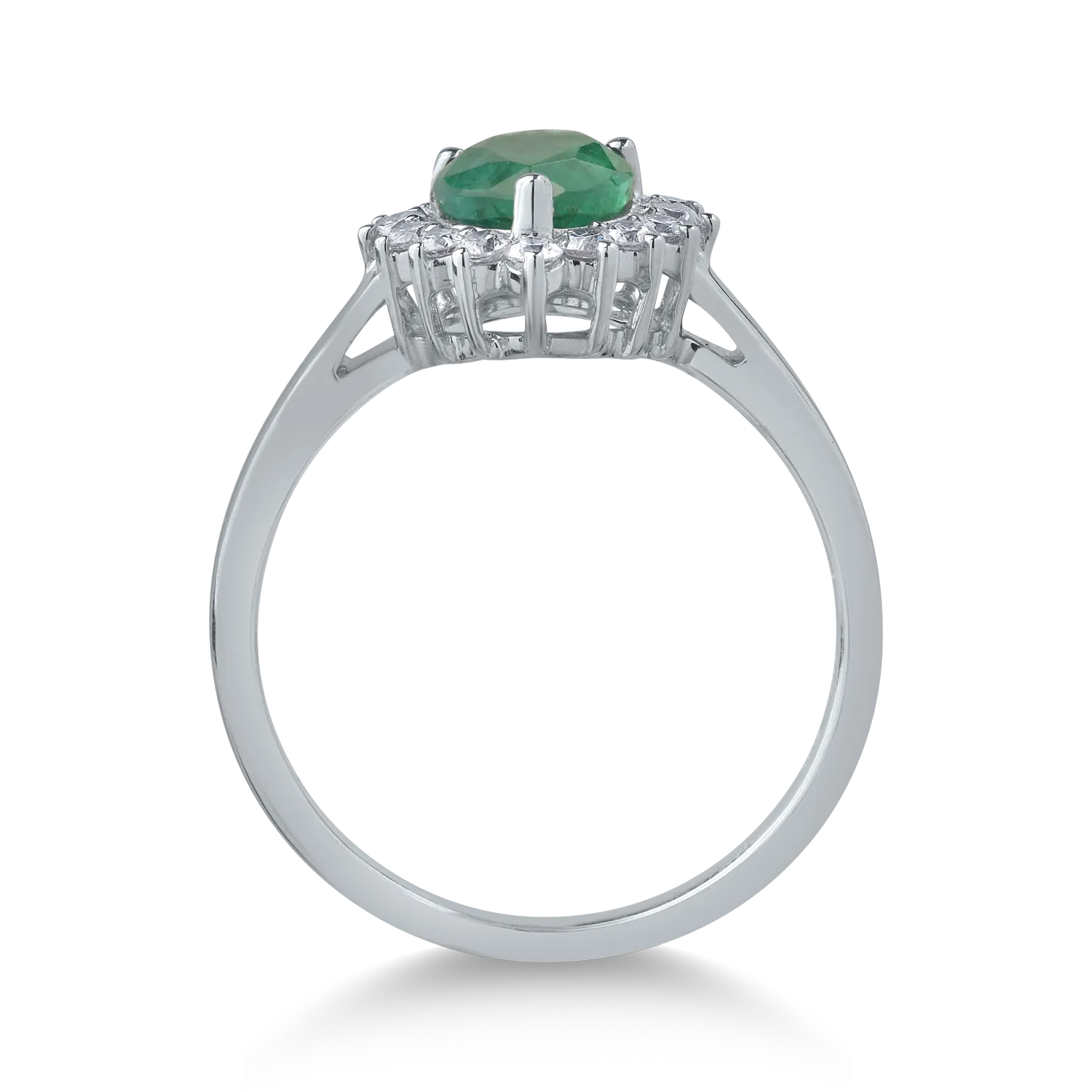 Inel din aur alb de 18K cu smarald de 1.07ct si diamante de 0.29ct