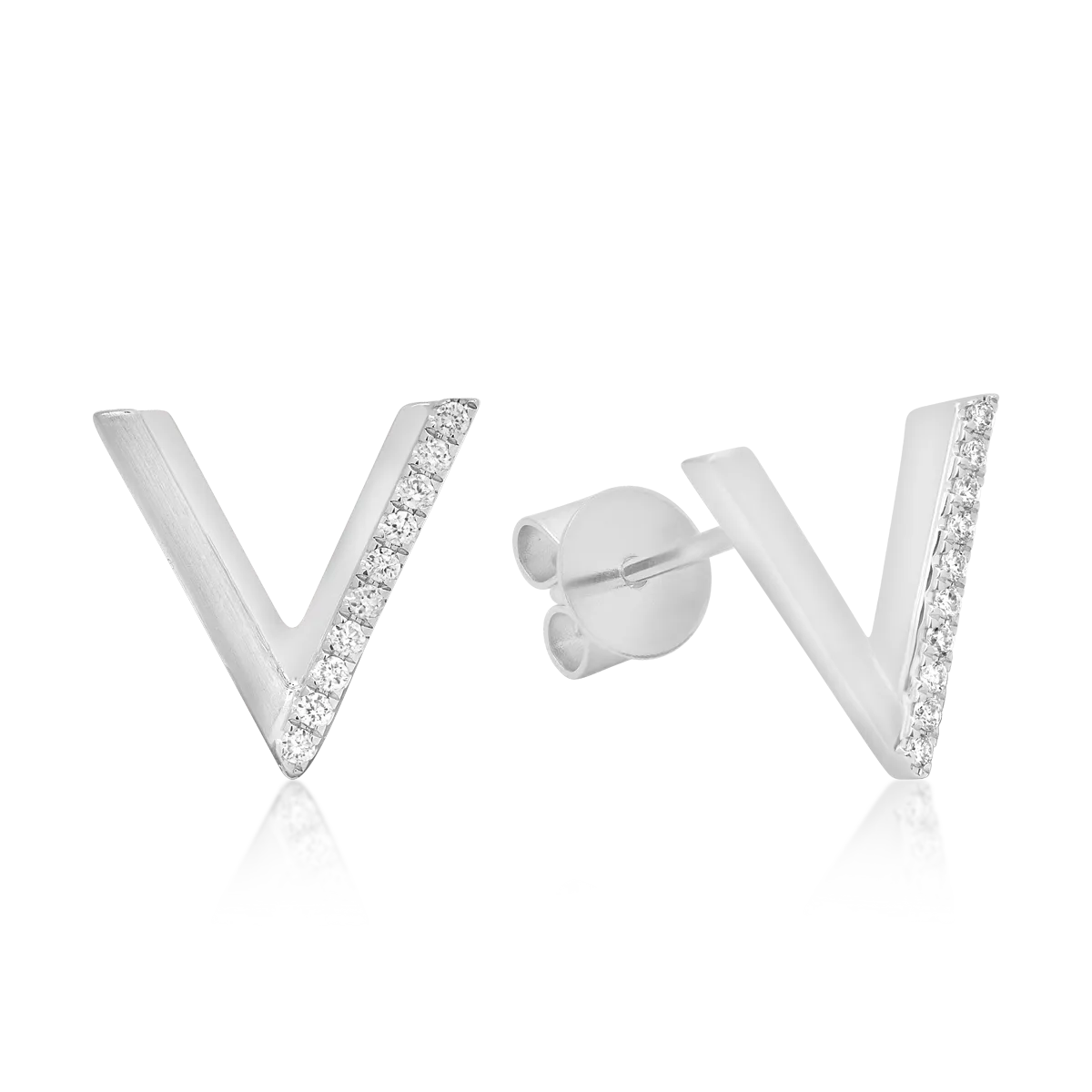 Cercei din aur alb cu diamante de 0.074ct