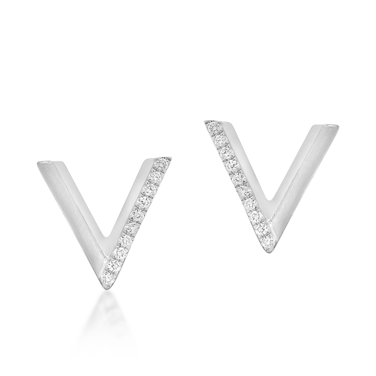 Cercei din aur alb cu diamante de 0.074ct