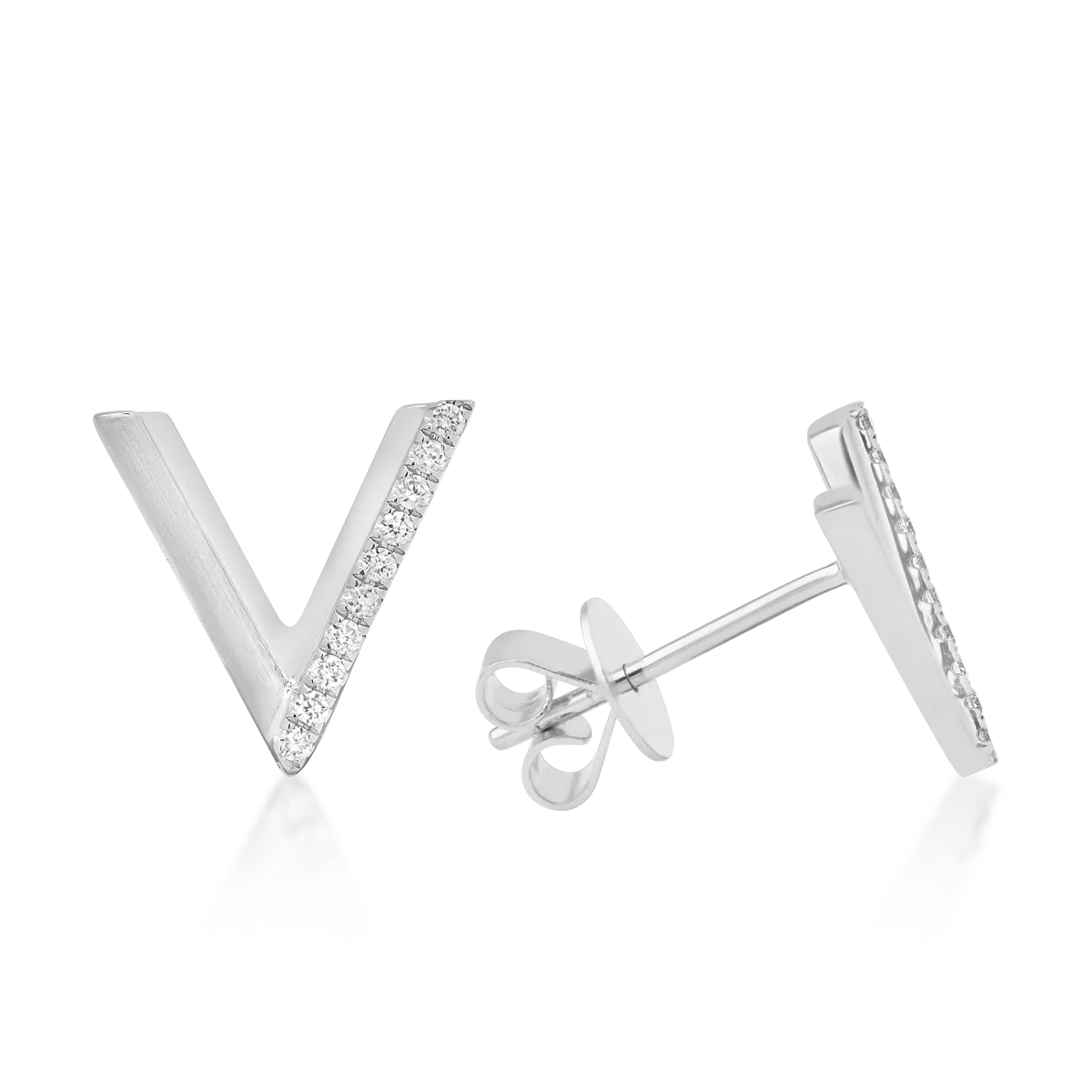 Cercei din aur alb cu diamante de 0.074ct