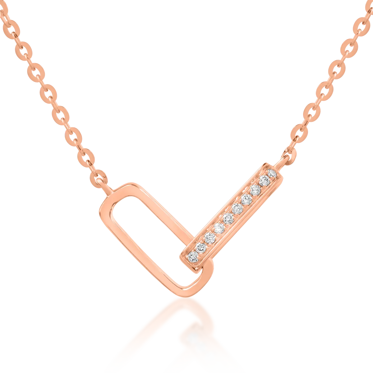 Верижка с висулка от розово злато 18К с диаманти 0.025гкт