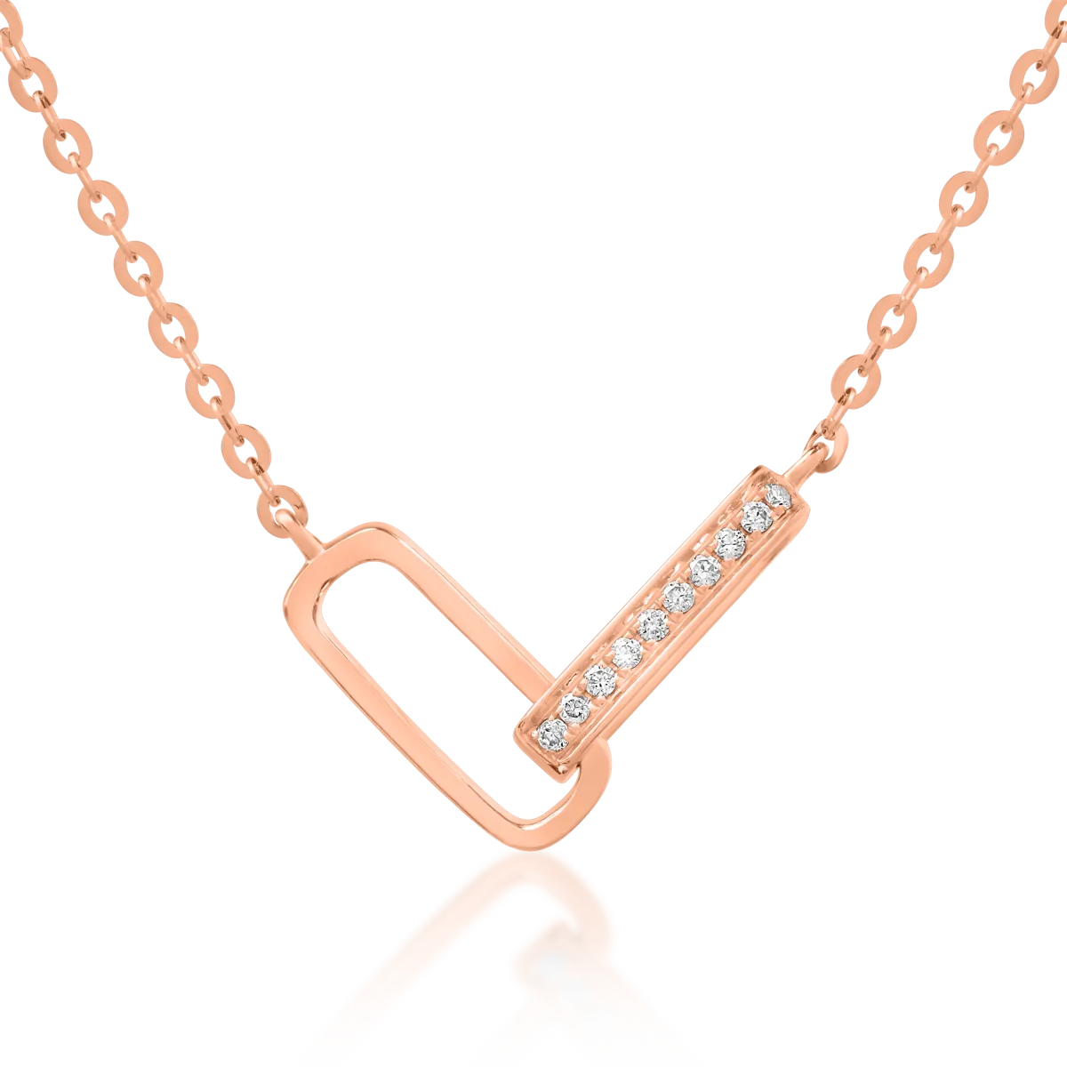 Lant cu pandantiv din aur roz de 18K cu diamante de 0.025ct-113006