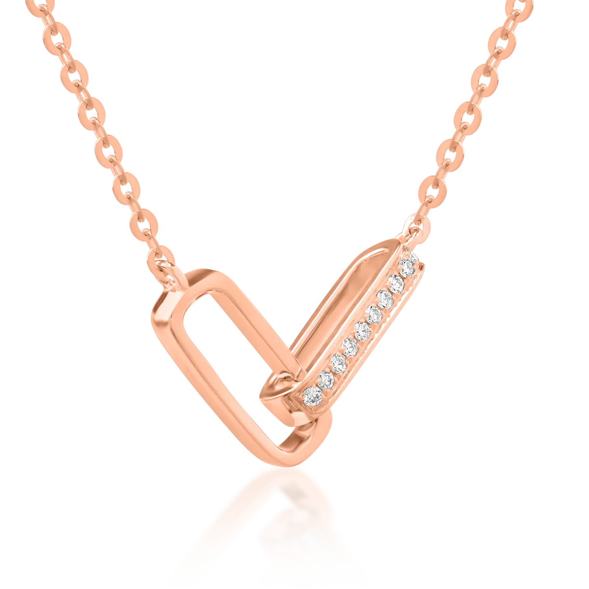 Lant cu pandantiv din aur roz cu diamante de 0.025ct