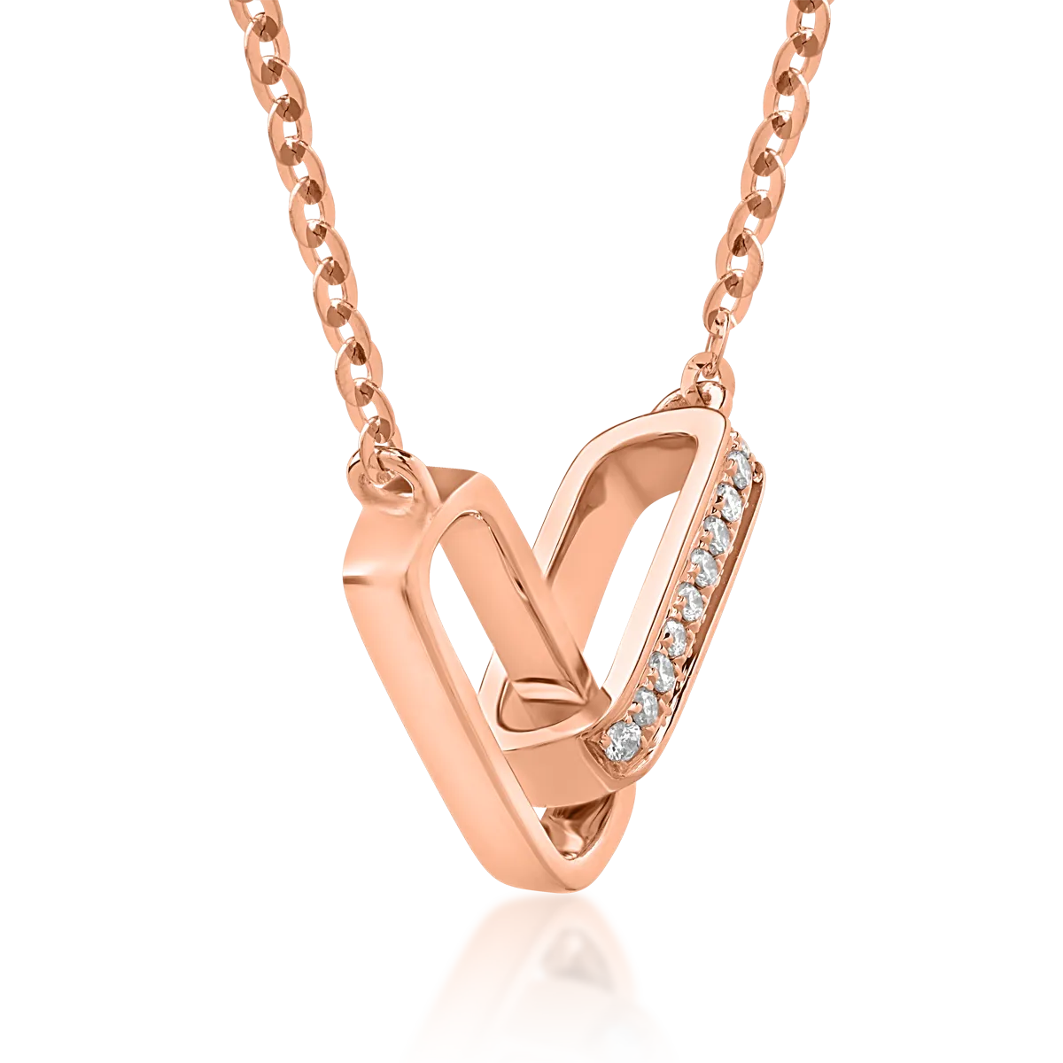 Lant cu pandantiv din aur roz cu diamante de 0.025ct