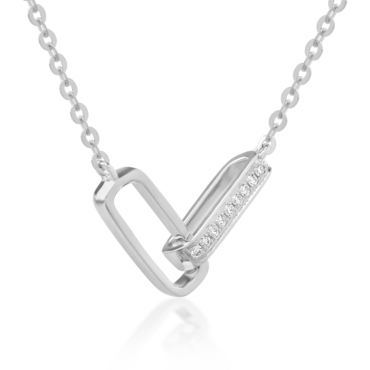 18K white gold pendant chain with 0.026ct diamonds