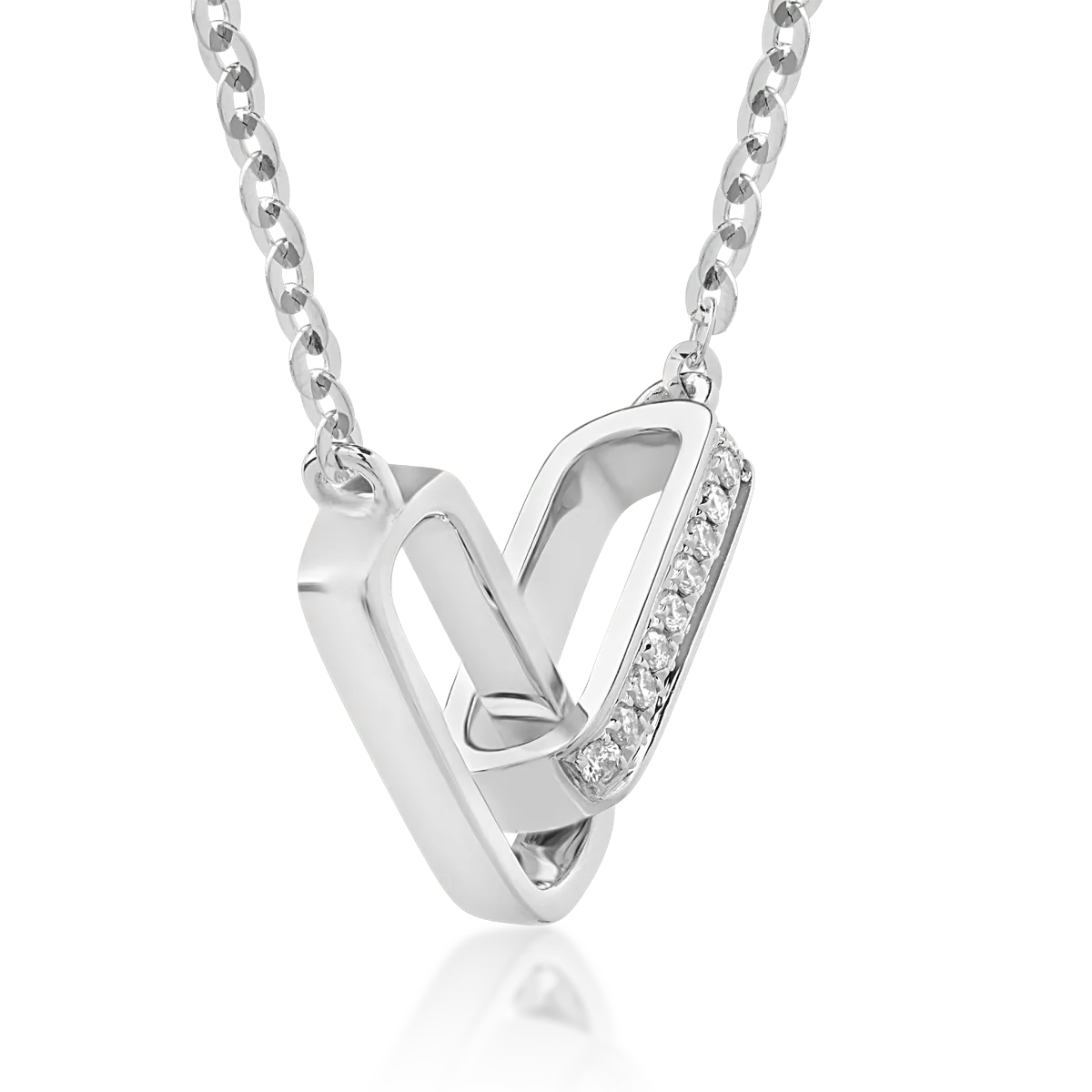 18K white gold pendant chain with 0.026ct diamonds