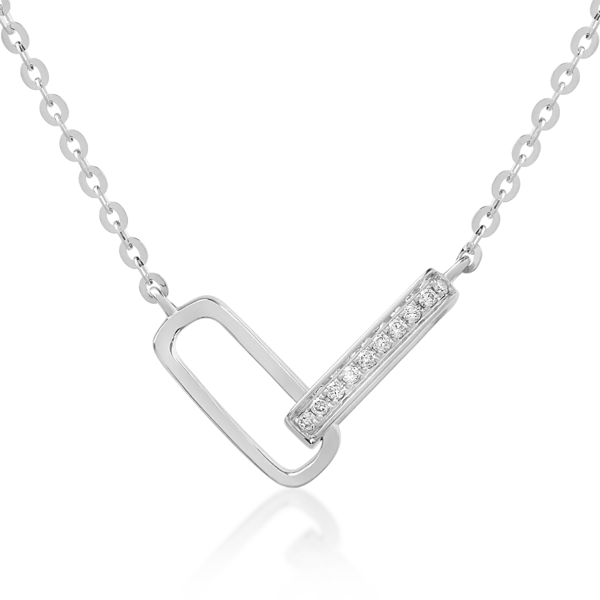Lant cu pandantiv din aur alb de 18K cu diamante de 0.026ct-113007