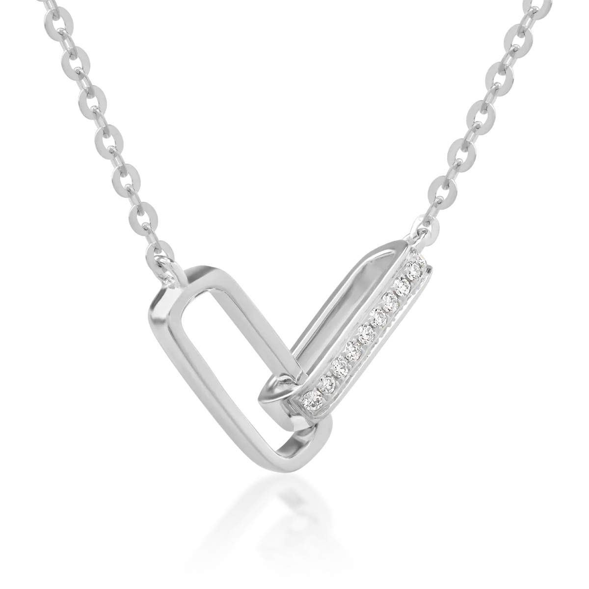 Lant cu pandantiv din aur alb cu diamante de 0.026ct