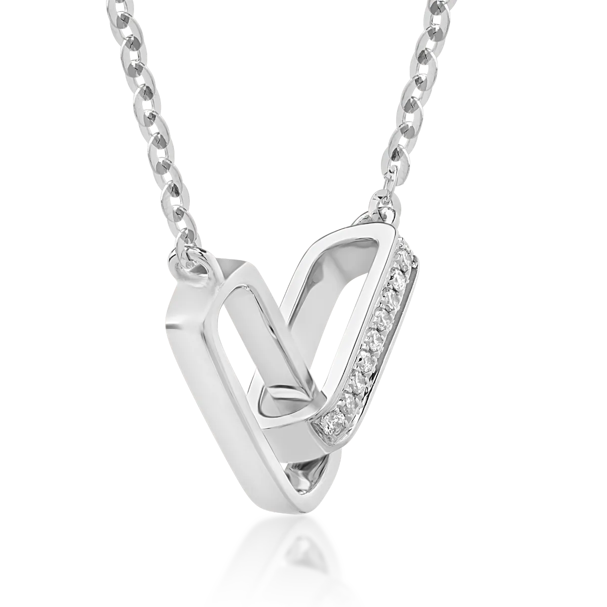 Lant cu pandantiv din aur alb cu diamante de 0.026ct
