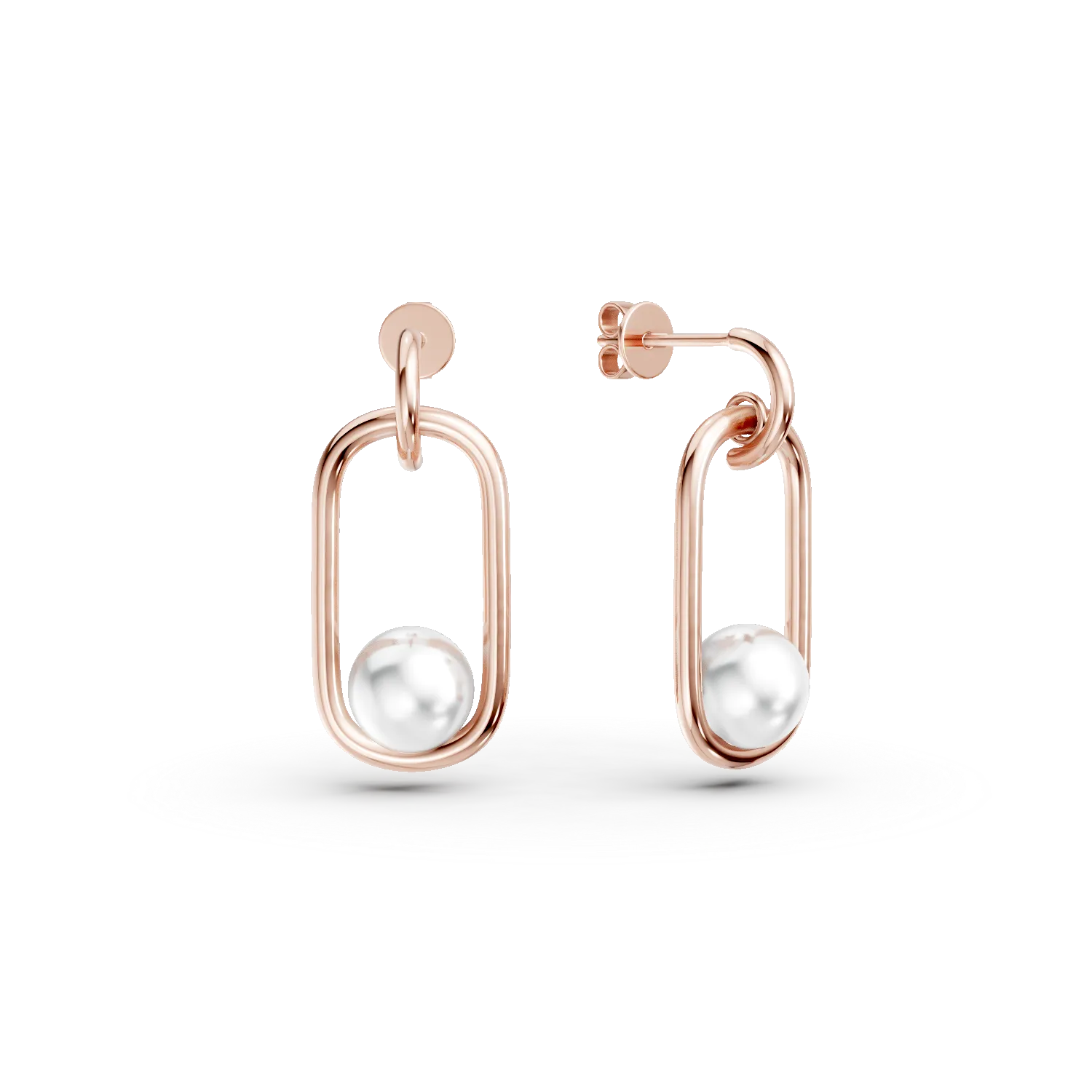 18K rose gold earrings with 7.815ct fresh water pearls