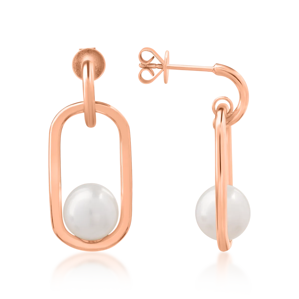 18K rose gold earrings with 7.815ct fresh water pearls