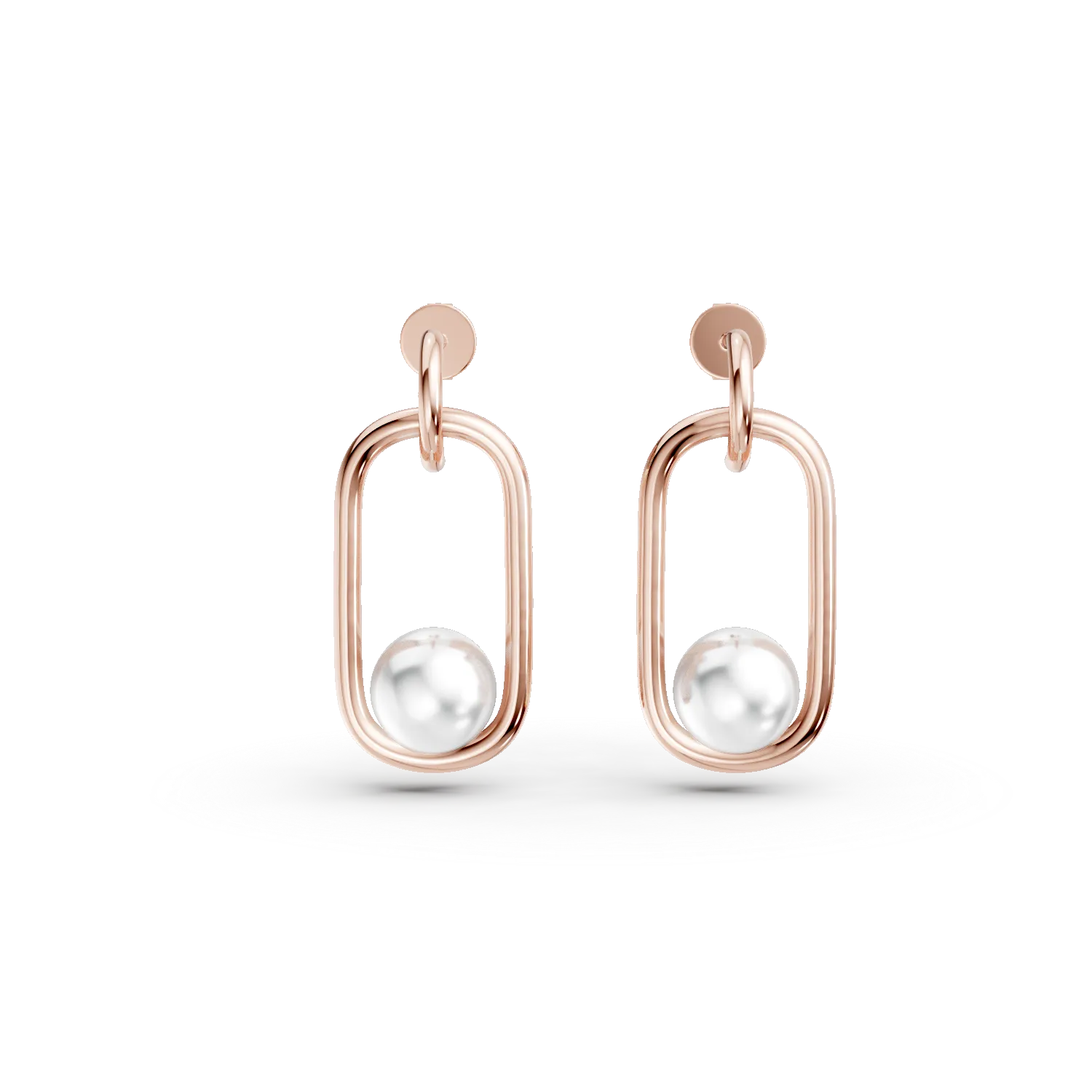 Cercei din aur roz cu perle de apa dulce de 7.815ct