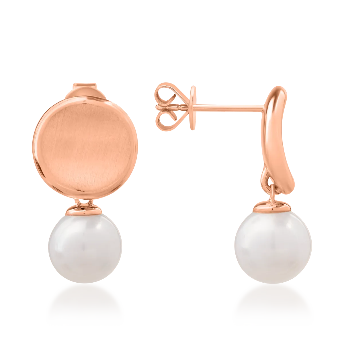 18K rose gold earrings with 6.475ct fresh water pearls
