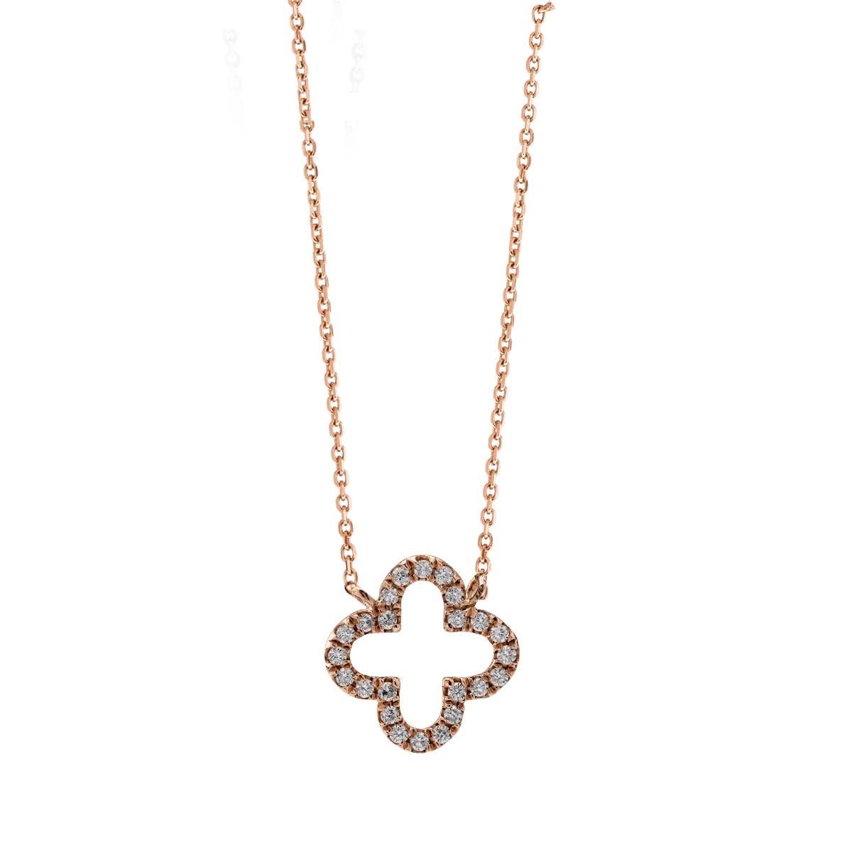 18K rose gold pendant chain with 0.074ct diamonds