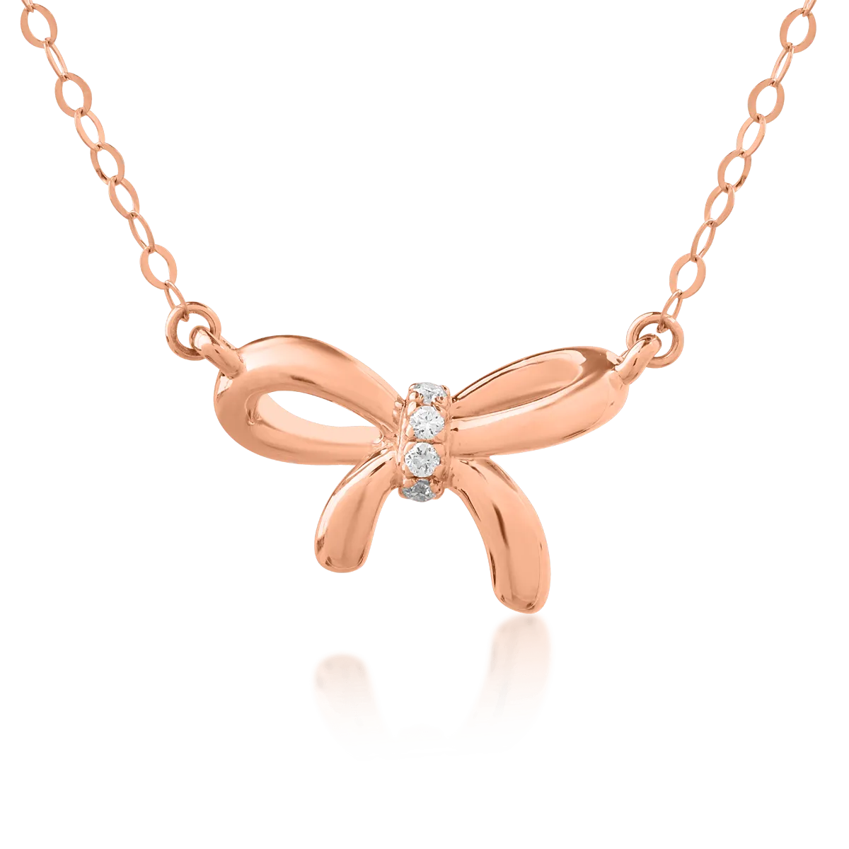 18K rose gold knot pendant necklace with 0.016ct diamonds