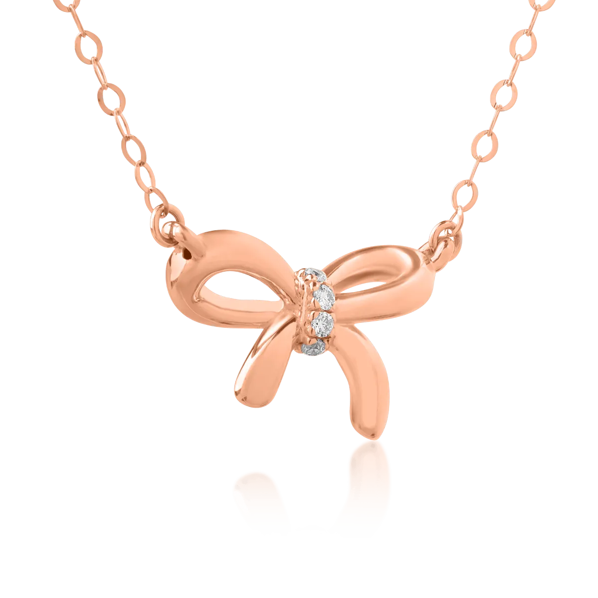 Lant cu pandantiv funda din aur roz de 18K cu diamante de 0.016ct