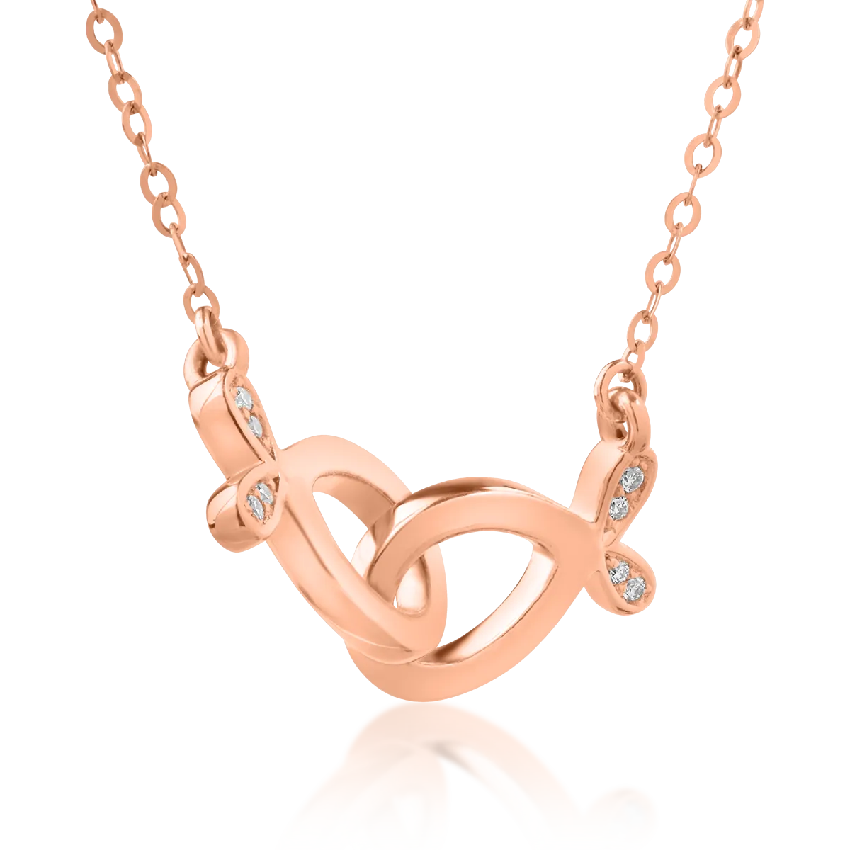 18K rose gold pendant necklace with diamonds of 0.016ct