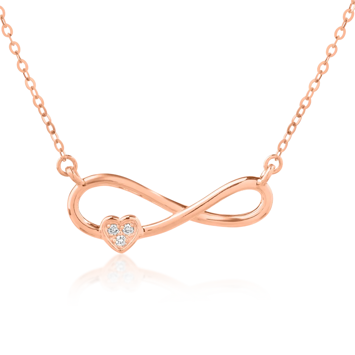 18K rose gold pendant necklace with diamonds of 0.014ct