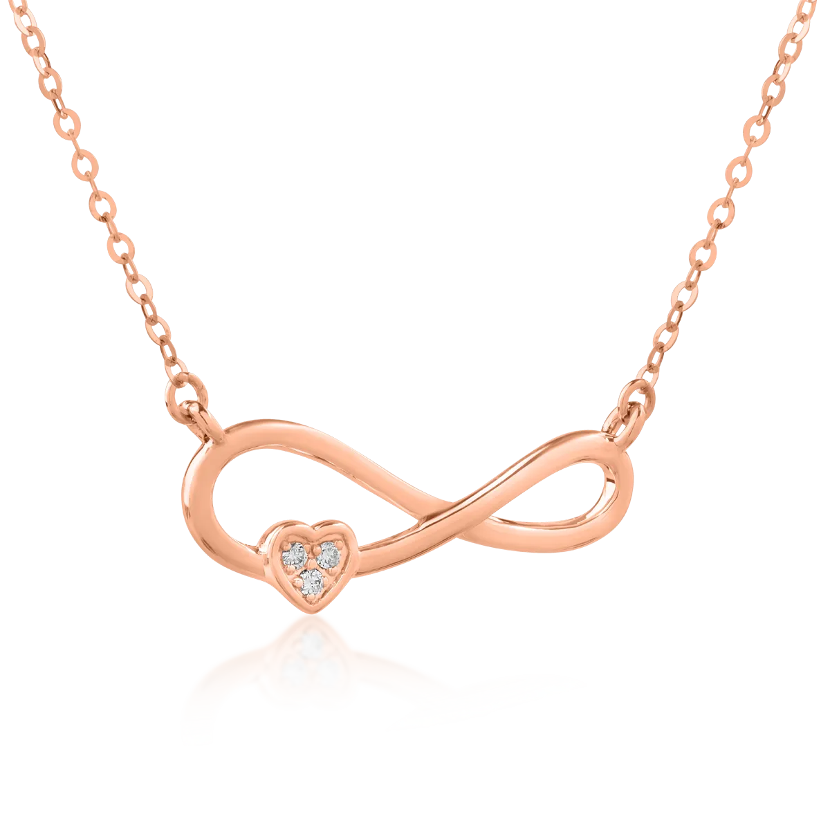 18K rose gold pendant necklace with diamonds of 0.014ct