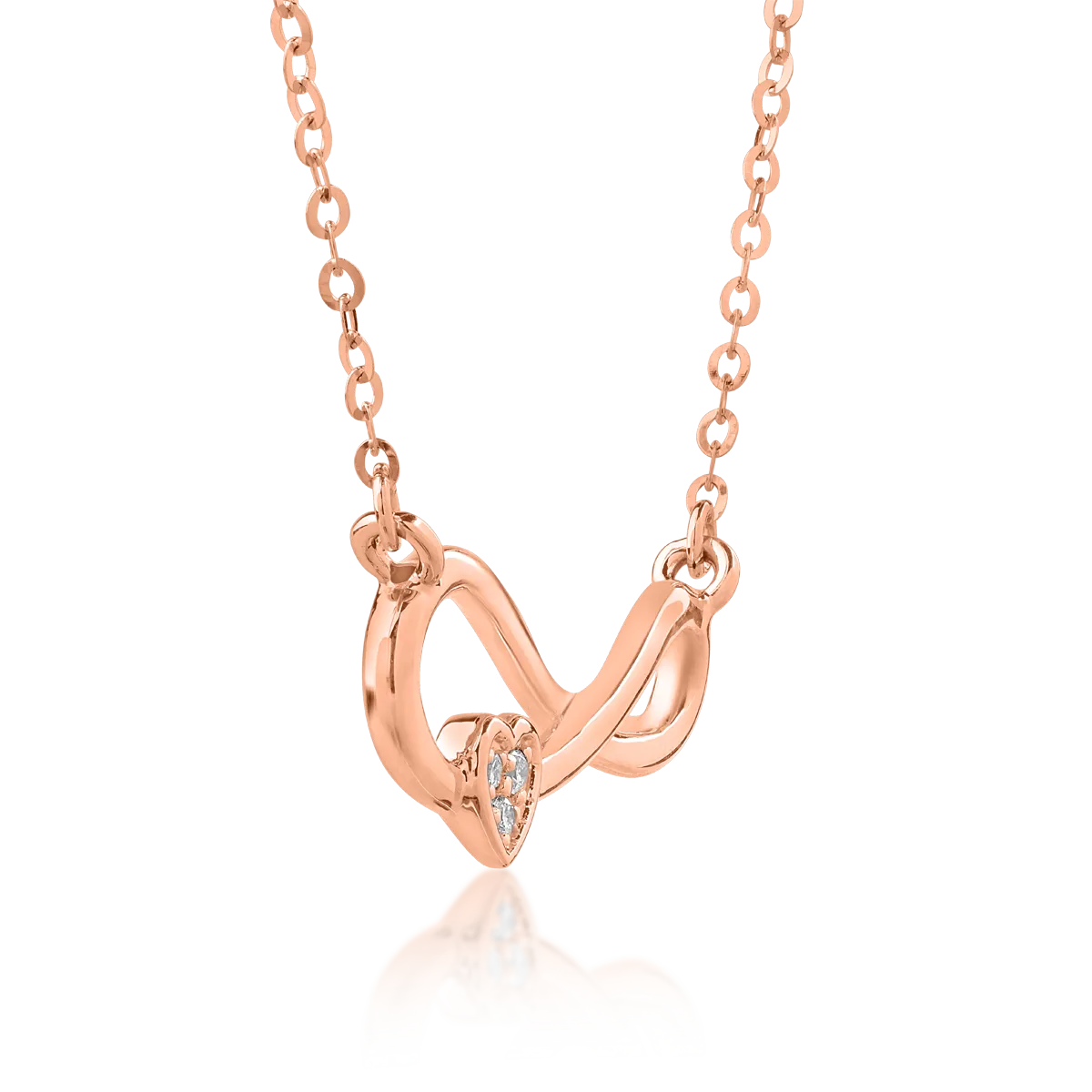 18K rose gold pendant necklace with diamonds of 0.014ct