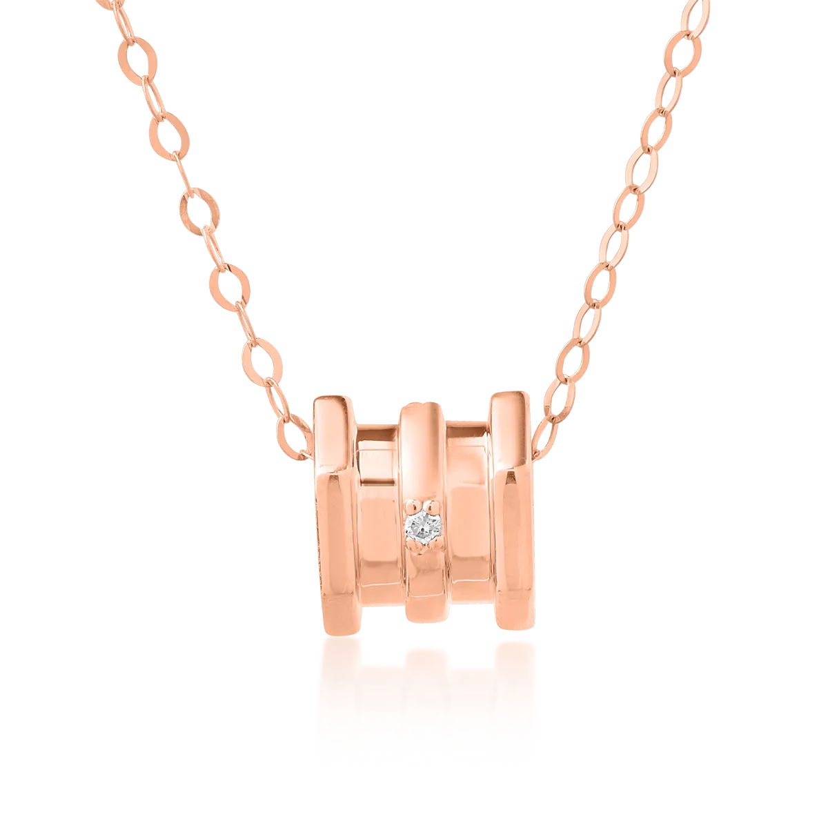 Lant cu pandantiv din aur roz de 18K cu diamante de 0.014ct