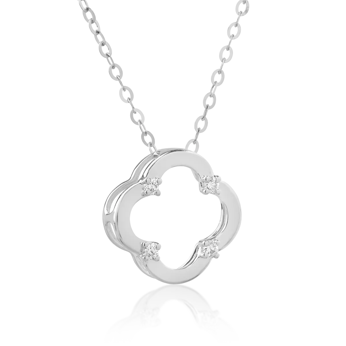 Lant cu pandantiv din aur alb cu diamante de 0.031ct