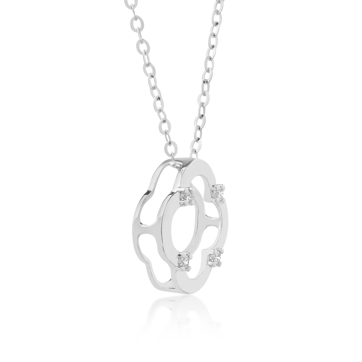 Lant cu pandantiv din aur alb cu diamante de 0.031ct