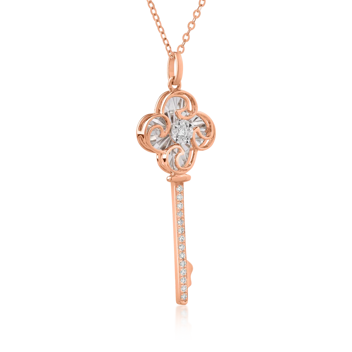 Колие с висулка от 18K розово злато с 0.017ct диамант и 0.047ct диаманти