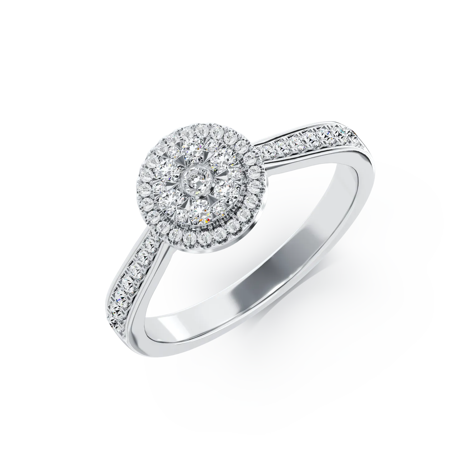 Inel de logodna din aur alb de 18K cu diamante de 0.437ct