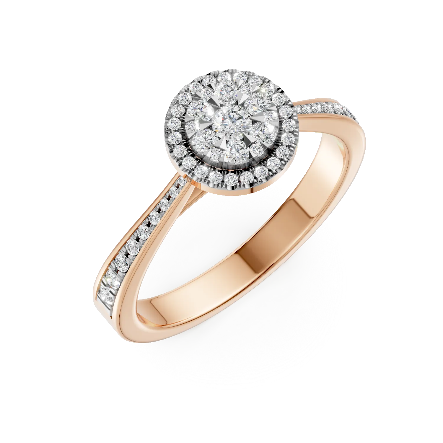 18K rózsaszín arany eljegyzési gyűrű 0.427ct gyémántokkal